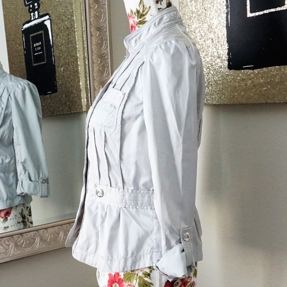 SOLD WHBM | Silver Satin Button Up Jacket Size 4 - Picture 4 of 8